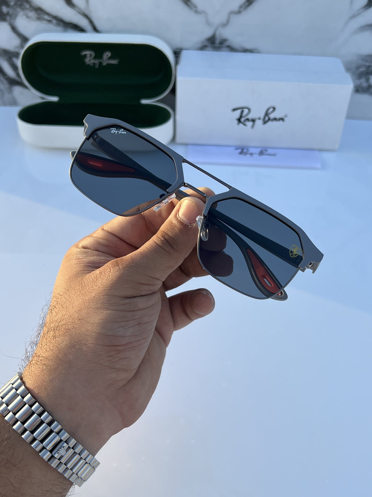 Ray Ban All Season Special Trending Slant  Fashionable Sunlight Eye Protected Hot Favourite Sunglasses For Unisex.