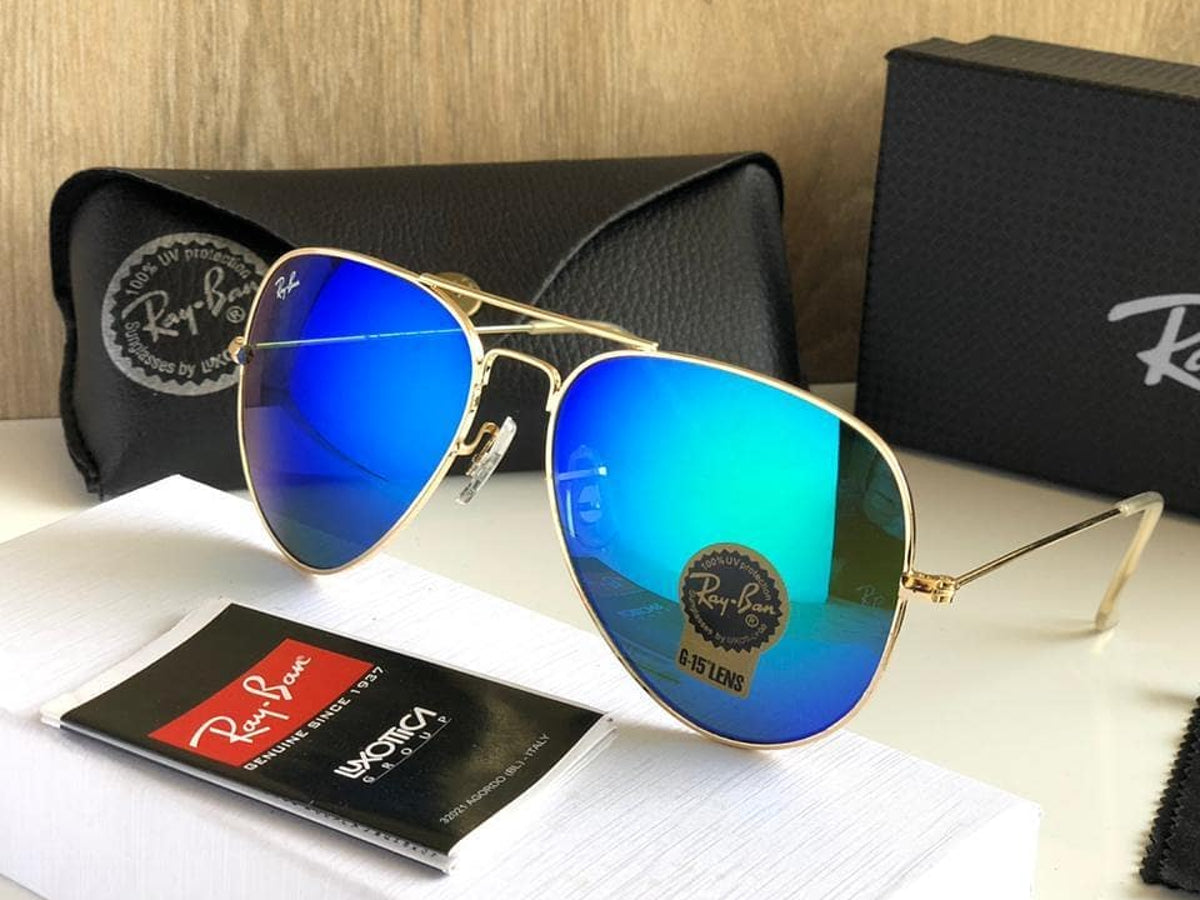 New Stylish Aqua & Gold 3026 Wayfarer Sunglass For Unisex
